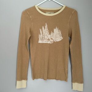 AE tan waffle knit long sleeve tee